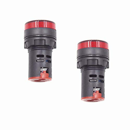 HONJIE Red LED Indicator Pilot Signal Light Lamp AC/DC 110V Flush Panel Mount-2Pcs