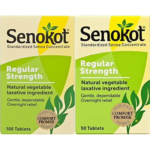 Senokot Regular Strength, 100 Count & 50 Count Tablets Bundle, Natural Vegetable Laxative Ingredient Senna for Gentle Dependable Overnight Relief of Occasional Constipation, 2 Count