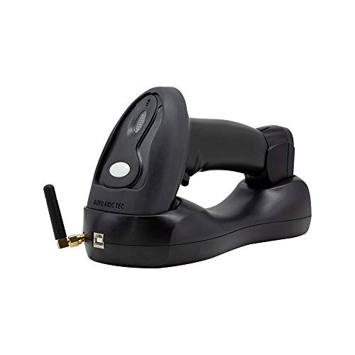Wireless Barcode Scanner with USB Cradle Charging Base Handheld Long Transmission 1D Cordless Laser Barcode Reader Portable Bar Code Scanning for Store,Supermarket,Warehouse