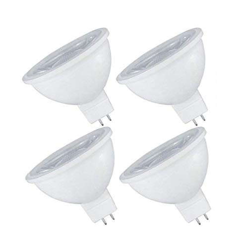 LED MR16 GU5.3  Spotlight Light Bulb, 7W (50W Equivalent), Dimmable, 3000K Soft White, 500 Lumens, Energy Star, 12V, (4 Pack)