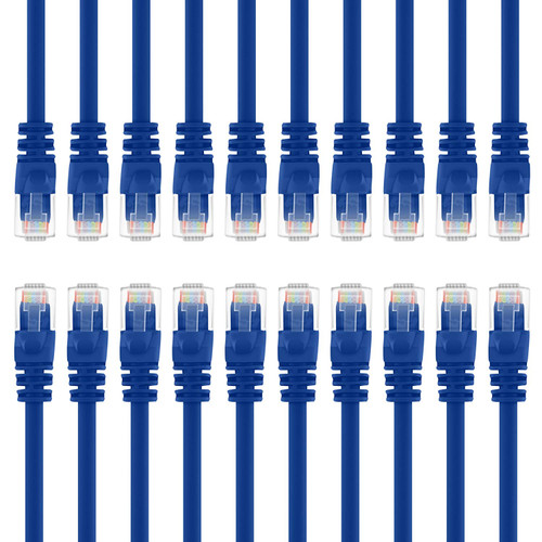 GearIT 20-Pack, Cat5e Ethernet Patch Cable 5 Feet - Snagless RJ45 Computer LAN Network Cord, Blue