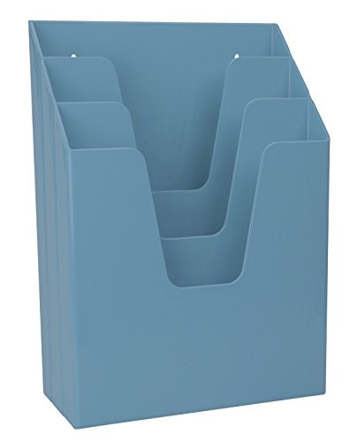 Acrimet Vertical Triple File Folder Organizer (Solid Blue Color)