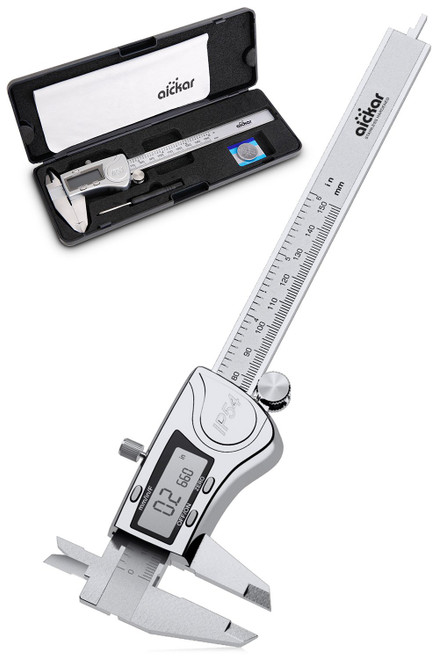 Aickar Digital Caliper, Stainless Steel Electronic Digital Caliper, Digital Calipers 6 Inch with LCD Screen, Durable Accurate Vernier Caliper Tool