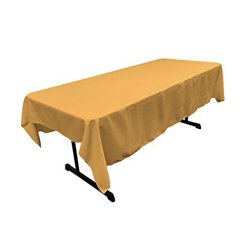 LA Linen Polyester Poplin Rectangular Tablecloth, 60 x 90, Gold