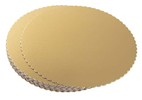 Round Cake Boards - 12-Pack Cardboard Scalloped Cake Circle Base, 12-Inch Diameter, Gold