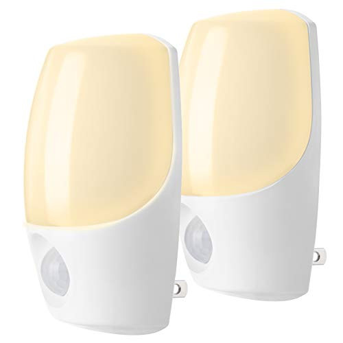 DEWENWILS Plug in Motion Night Lights, Warm White LED Nightlight, Automatic Night Light for Bathroom, Hallway, Kitchen, UL Listed, 2 Pack