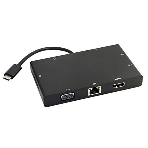 CY USB-C USB 3.1 Type-C to VGA HDMI USB HUB Gigabit Ethernet & SD Audio & Female Charger Adapter for Laptop