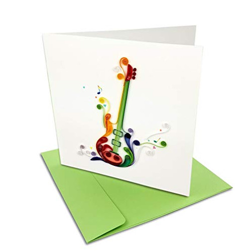 Electric Guitar Quilling Greeting Card, 6x6" with Envelope. Any Occasion. Blank Inside. Hand-made. Suitable for Framing.