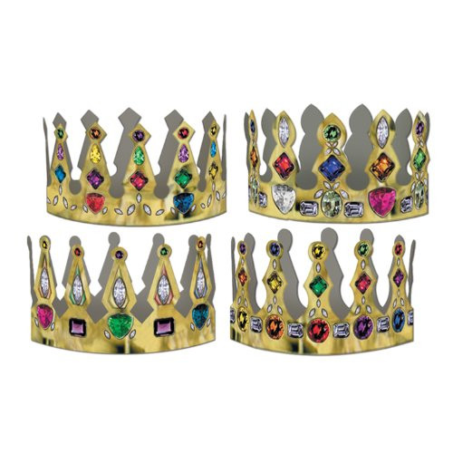 Beistle 66051 72-Pack Printed Jeweled Crowns, 4-Inch