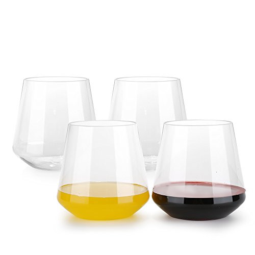 Inewex Unbreakable Tritan Plastic Whiskey Glasses 14 oz | Reusable Cocktail Glasses | Stemless Shatterproof Tumbler | Ideal for Bourbon and Cocktail | Perfect For Outdoor | Dishwasher Safe | Set of 4