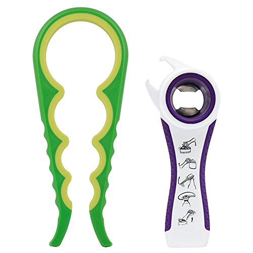 Funny Tool Bottle Opener & Jar Ergonomic Easy Can Opener for Elderly,Women, Children,Seniors, Arthritis Sufferers Kitchen Tool (Green&purple)