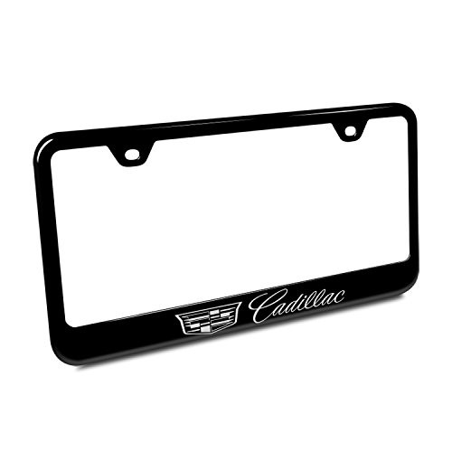 Au-tomotive Gold Cadillac Black Stainless Steel License Plate Frame Au-tomotive Gold Cadillac Black Stainless Steel License Plate Frame