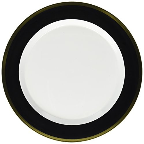 Premium Plastic Round Plates | White/Jet Black | 10.25" | Pack of 10 | Party Supply