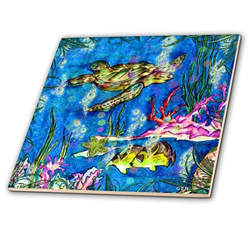 3dRose ct_174896_4 Sea Turtle Dreams Ceramic Tile, 12"