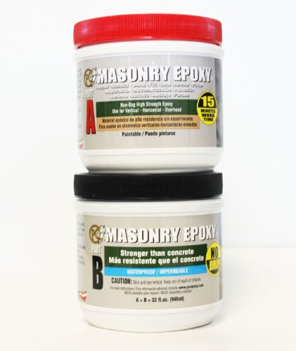 PC Products PC-Masonry Epoxy Adhesive Paste, Two-Part Repair, 32oz in Two Jars, Gray 73209