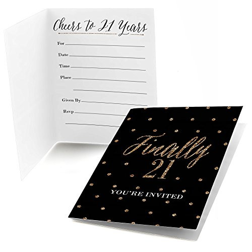 Big Dot of Happiness Finally 21 Girl - 21st Birthday - Fill in Birthday Party Invitations (8 Count)