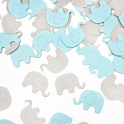 Blue Elephant 200 pcs Confetti Elephant Scatter Baby Shower Decoration for Boy Baby Shower Birthday Party Supplies Elephant Theme Party Supplies (Blue+Gray)