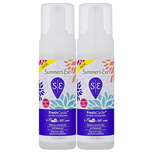Summer's Eve FreshCycle No-Rinse Cleansing Foam | Reduces Period Odor | 5 oz | Pack of 2