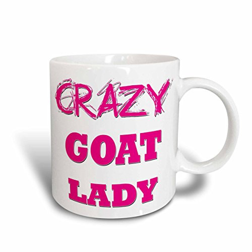 3dRose 175074_1 Crazy Goat Lady Ceramic Mug, 11 oz, White