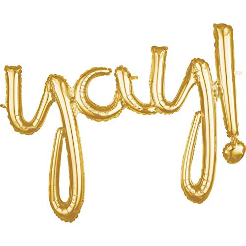Anagram International 3669411 Phrase Yay Party Balloon, 35", GOLD