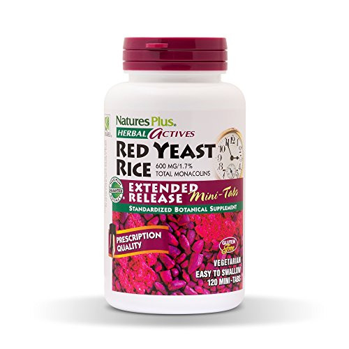 Natures Plus Herbal Actives Red Yeast Rice - 600mg, 1.7% Monacolins - 120 Mini Tablets, Extended Release - Herbal Supplement - Cholesterol Support - Vegan, Vegetarian, Gluten Free - 60 Servings Natures Plus Herbal Actives Red Yeast Rice - 600mg, 1.7% Monacolins - 120 Mini Tablets, Extended Release - Herbal Supplement - Cholesterol Support - Vegan, Vegetarian, Gluten Free - 60 Servings
