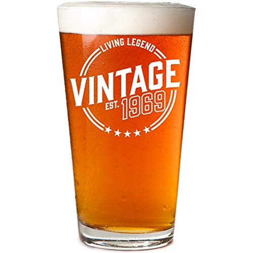 Vintage 1969 Pint Glass 50th Birthday Gifts for Women and Men | 50 Year Old Funny Gift Ideas | Party Decorations for Him, Her, Husband, Wife, Mom, Dad, Grandma, Grandpa, Boss, Aunt & Uncle