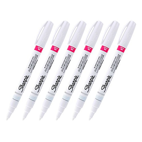 Sharpie Oil-Based Paint Marker, Fine Point, White Ink, Pack of 6