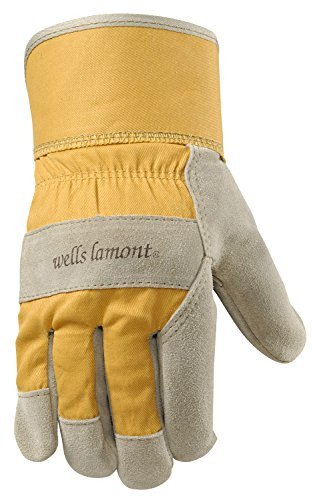 Wells Lamont Leather Work Gloves with Safety Cuff, Suede Cowhide Palm, Womens, Medium (4113M)