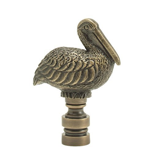 Antique Brass Pelican Finial Bronze 2.5" Tall Vintage Gold Look Lamp Shade Topper Bird