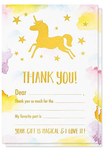 Thank You Cards - 50-Count Thank You Notes, Bulk Thank You Cards Set - Blank on The Inside, Unicorn Designs - Includes Thank You Cards and Envelopes, 4 x 6 inches