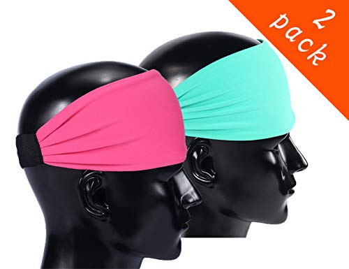Epomay Sport Headbands - Workout Yoga Athletic Headband Sweatband for Running STravel Fitness - Elastic Stretchy Moisture Wicking Non Slip Sweatbands Headbands for Men & Women (2 Pack Bright Colors) Epomay Sport Headbands - Workout Yoga Athletic Headband Sweatband for Running STravel Fitness - Elastic Stretchy Moisture Wicking Non Slip Sweatbands Headbands for Men & Women (2 Pack Bright Colors)