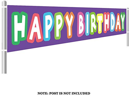 Large Happy Birthday Banner, Colorful Birthday Banner, Birthday Party Supplies Decorations, Rainbow Birthday Photo Prop Backdrop (9.8 x 1.5 feet)