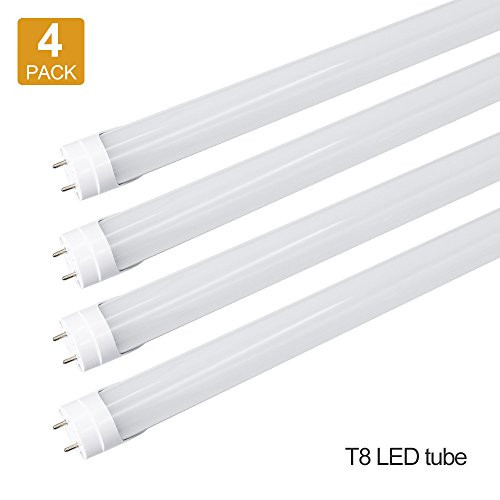 LightingWill LED T8 Light Tube 4FT, Warm White 3000K-3500K, Dual-End Powered Ballast Bypass, 2000Lumen 18W (40W Equivalent Fluorescent Replacement), Frosted Cover, AC85-265V Lighting Fixture, 4 Pack LightingWill LED T8 Light Tube 4FT, Warm White 3000K-3500K, Dual-End Powered Ballast Bypass, 2000Lumen 18W (40W Equivalent Fluorescent Replacement), Frosted Cover, AC85-265V Lighting Fixture, 4 Pack