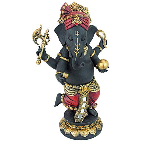 Design Toscano Standing Lord Ganesha Abhanga Hindu Elephant God Statue, 12", Black/Red/Gold Design Toscano Standing Lord Ganesha Abhanga Hindu Elephant God Statue, 12", Black/Red/Gold