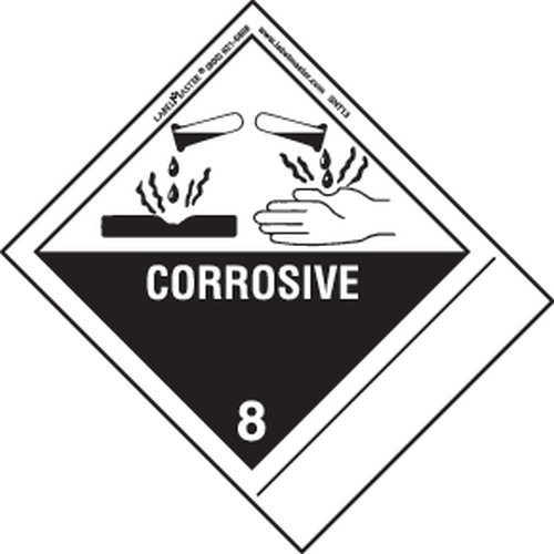 Labelmaster SNT13 Corrosive Label, Blank, Shipping Name, Paper, Standard Tab, Hazmat, 4.75" x 4" (Pack of 500)