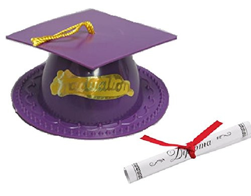 Oasis Supply Graduation Cap Cake Topper with Diploma, Purple