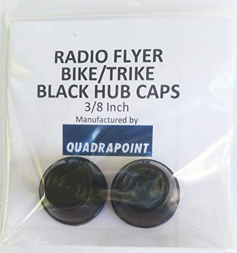 Quadrapoint Hub Caps for Radio Flyer Bike/TRIKES - fits 3/8 Axle Diameter (Black)