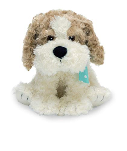 Cuddle Barn | Waggles 8" dog super soft stuffed animal plush for baby or kids | sweet goldendoodle puppy with mint polka dot bow