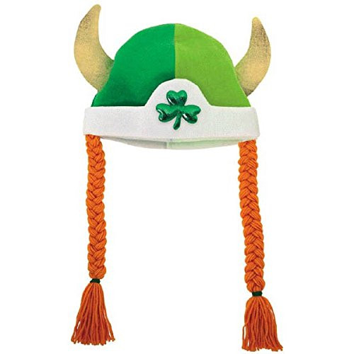 Amscan St. Patrick's Day Fabric Viking Hat with Braids | Party Accessory