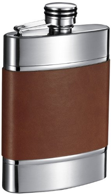 Visol "Wickeln" Leather Liquor Flask, 6-Ounce, Brown