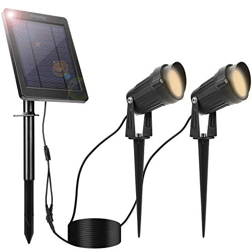 Solar Landscape Spotlights, IP67 Waterproof Solar Powered Wall Lights Wireless Outdoor Solar Landscaping Lights for Yard Garden Driveway Porch Walkway Pool Patio Warm White