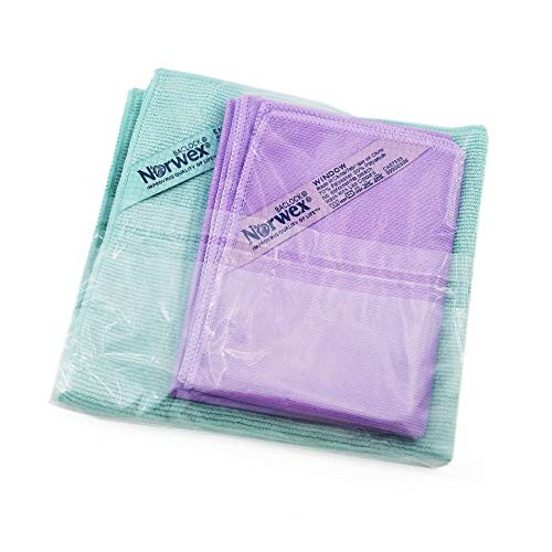 Norwex Basic Package - Microfiber Antibacterial - Glass Window Cleaning Cloth and Household Enviro Dusting Cloth Colors May Vary