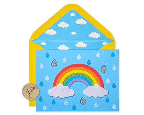 Papyrus Rainbow Handmade Boxed Blank Note Cards with Glitter, 8-Count