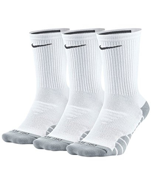 Nike Women's Everyday Max Cushion Training Crew Sock (3 Pair), Nike Socks with Cushioned Comfort & Dri-FIT Technology, White/Wolf Grey/Anthracite, M