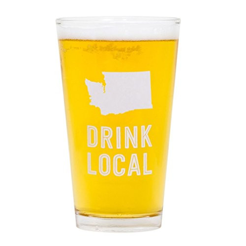About Face Designs Washington Pint Glass, 16 oz, Clear