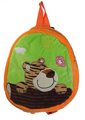 Calplush Cute 10" Animal On Tree Log - Tiger Kid's Plush Backpack