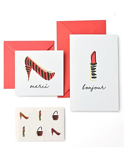 Zoomerang French Fashion Gold Foil Card Set with Seals, 12 Count