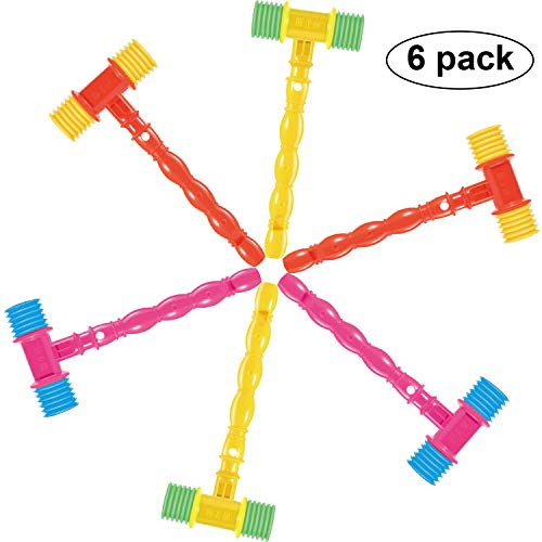Blulu 6 Pieces Hammer Squeaky Toys Plastic Hammer Squeaky Mixed Color Hammer Squeaky in Carnival Party Clown Show and April Fools Day Jokes