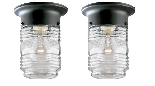 Ciata One-Light Jelly Jar Porch-Light 2 Pack (Matte Black 2 Pack)