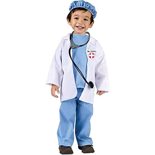 Fun World Costumes Baby's Doctor Toddler Costume, Blue/White, Small(24MO-2T)